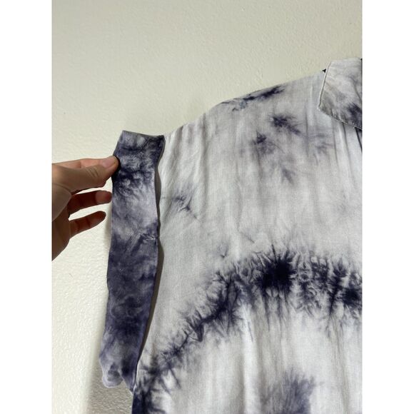 Umgee Blue Tie Dye Button Up Shirt Mini Dress Womens Sz S Lightweight Breathable - Picture 2 of 10